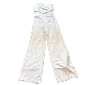 Rare Lucian Matis Strapless White Bridal Bow Jumpsuit Bride Size 8